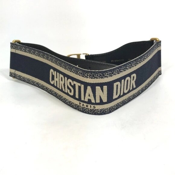 Dior B0003CBTE_M928 CDHardware Embroidered Canvas logo belt Navy x Beige main image 13